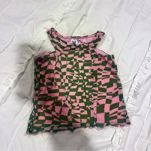 Princess Polly Pink and Green Geometric Top - Picture 2 of 7